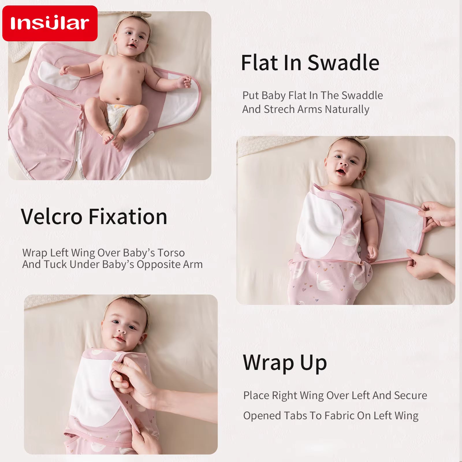 Baby Swaddle with Bottom Zipper – Change Nappies Without Waking Baby